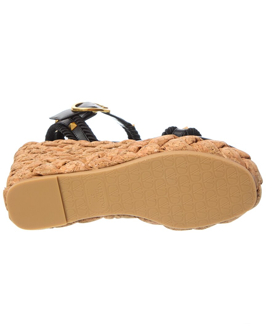 Valentino Rockstud 100 Leather Wedge Sandal