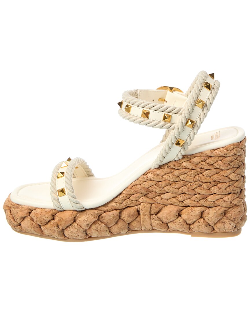 Valentino Rockstud 100 Leather Wedge Sandal