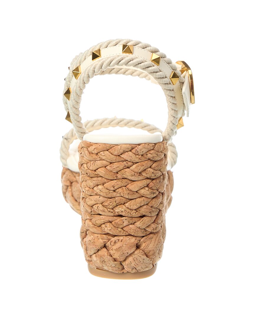 Valentino Rockstud 100 Leather Wedge Sandal