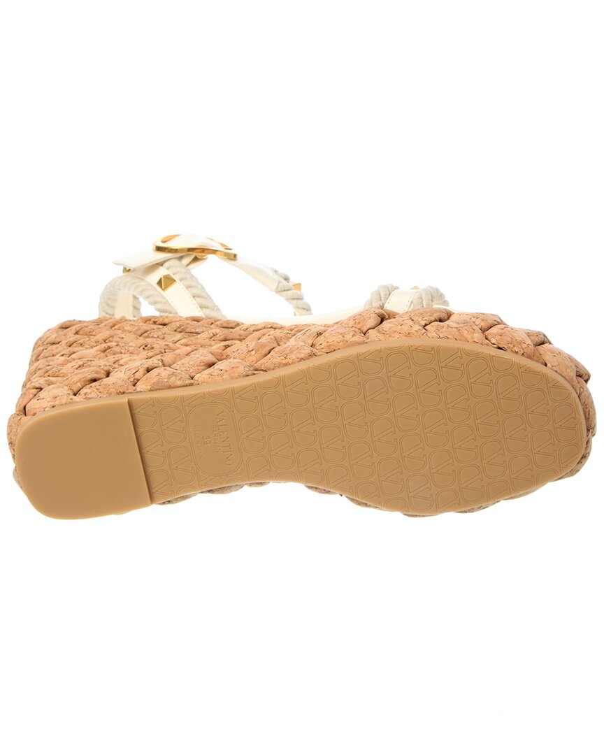 Valentino Rockstud 100 Leather Wedge Sandal