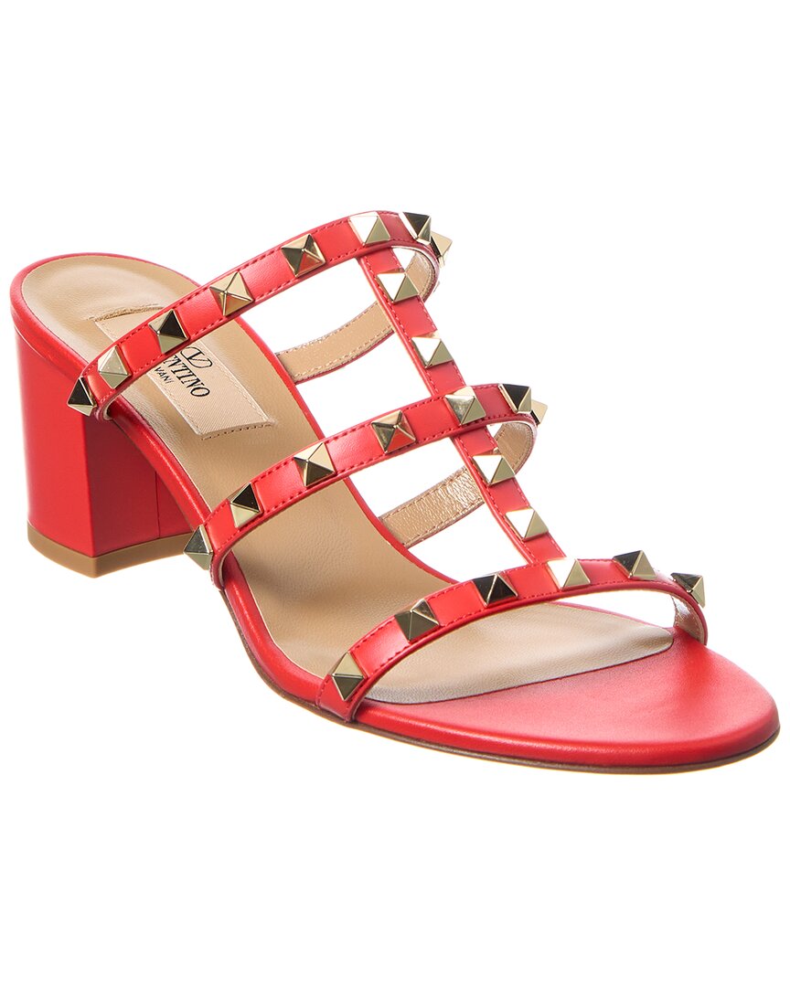 Valentino Rockstud Caged 60 Leather Sandal Orange