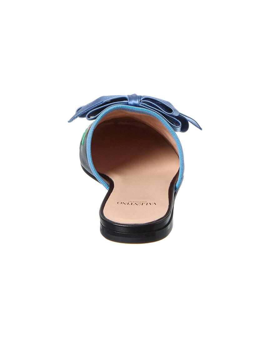 Valentino Floral Embroidered Leather Mule