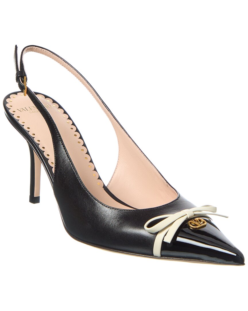 Valentino Bow 90 Leather Slingback Pump Black