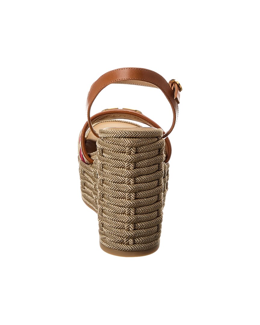 Valentino Vlogo 120 Cherryfic Leather-Trim Wedge Sandal