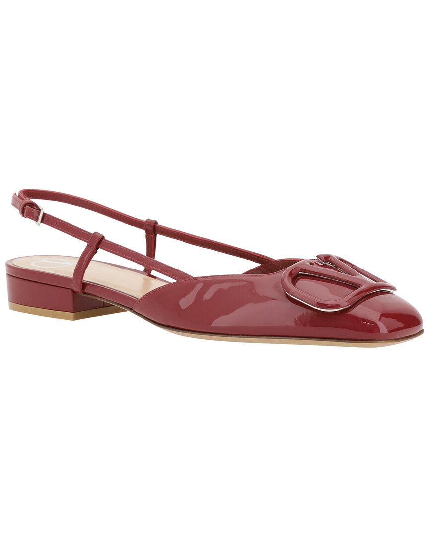 Valentino Vlogo Leather Ballerina Flat Brown