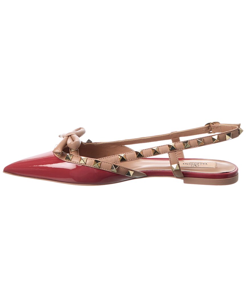 Valentino Rockstud Bow Patent Slingback Ballerina Flat