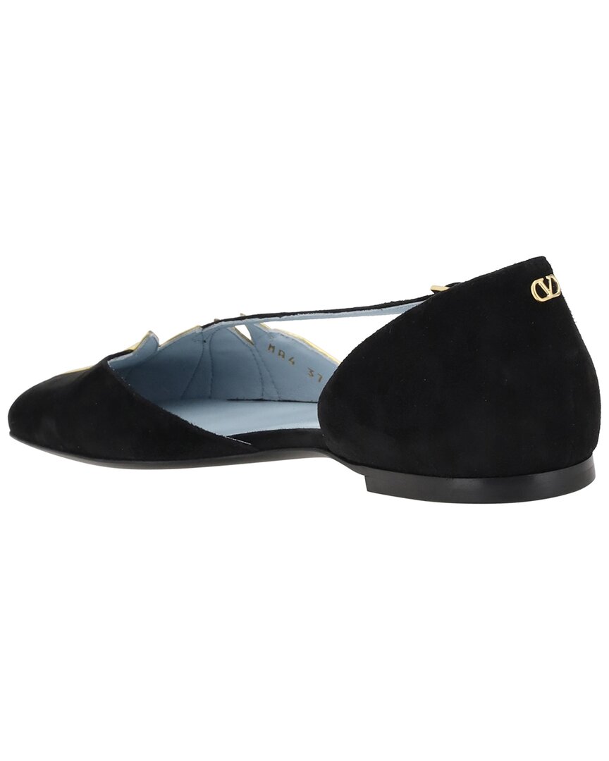 Valentino Foglie Leather Ballerina Flat