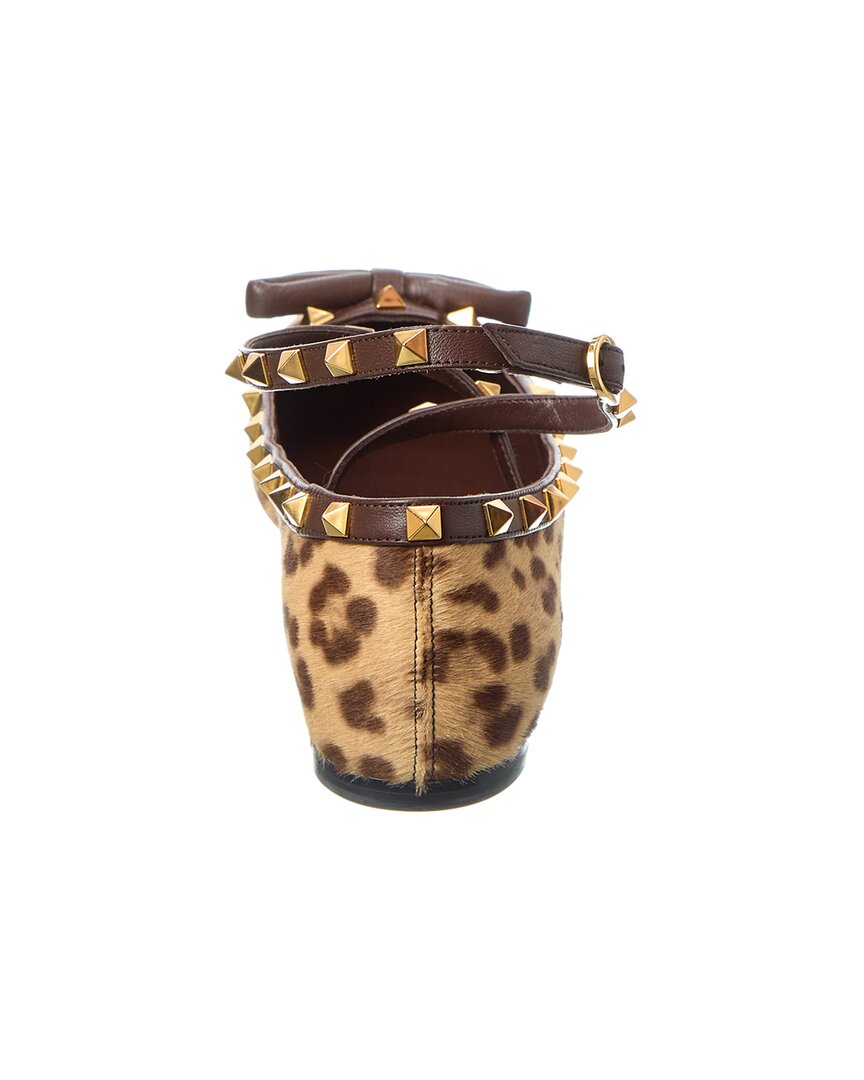 Valentino Rockstud Bow Haircalf & Leather Flat