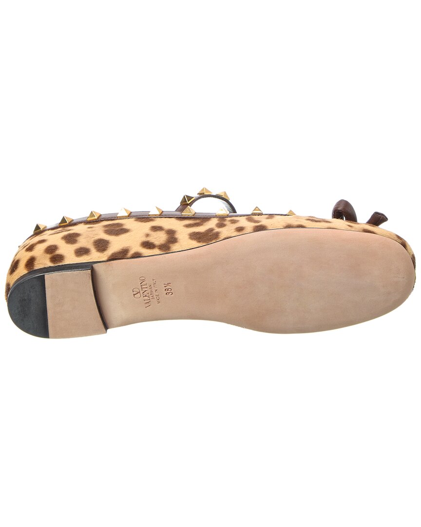 Valentino Rockstud Bow Haircalf & Leather Flat