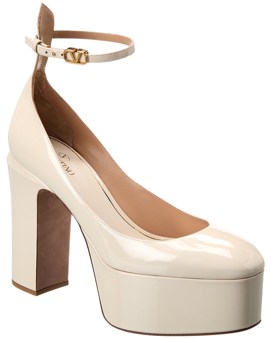 Valentino Vlogo 120 Patent Ankle Strap Platform Pump 38 White