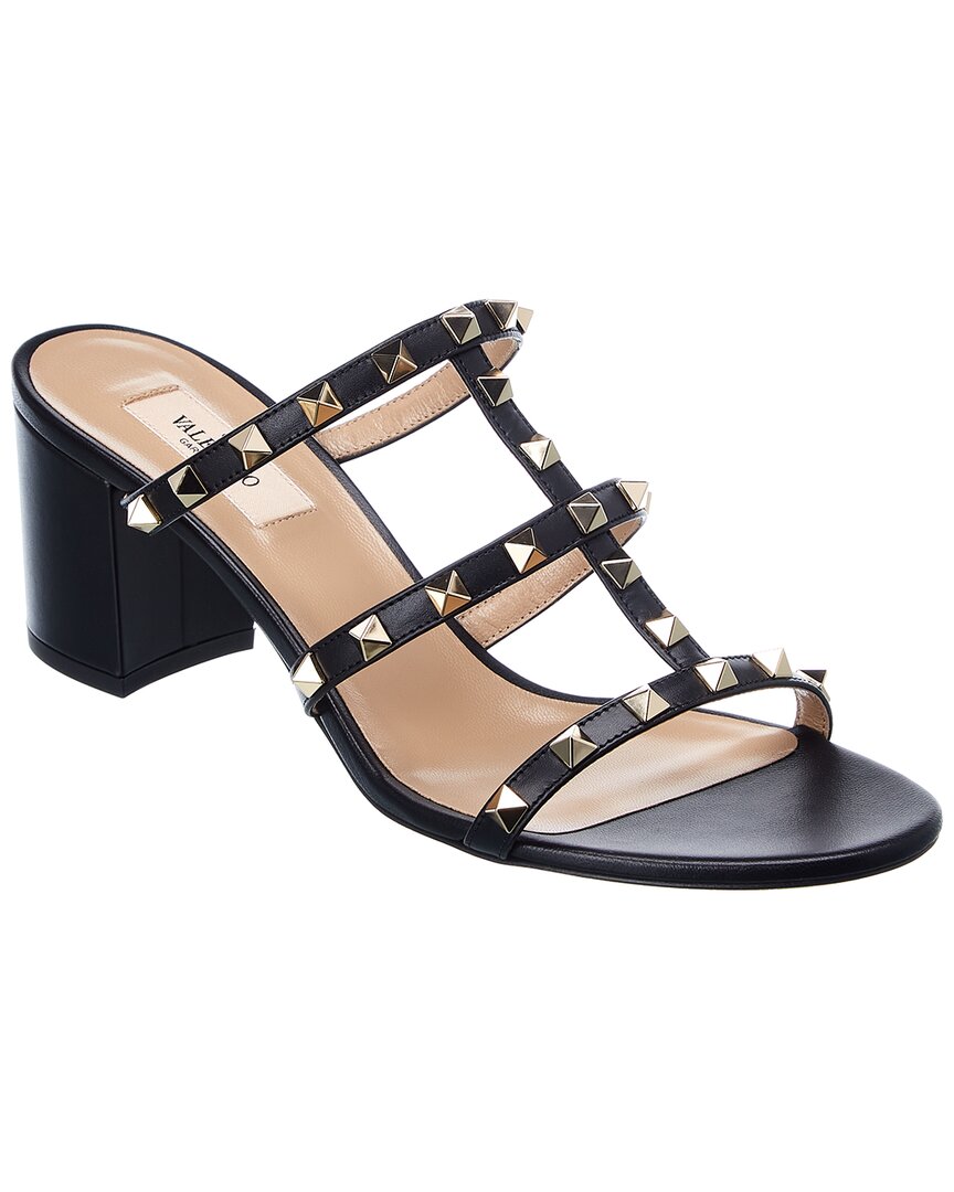 Valentino Rockstud Caged 60 Leather Sandal 37 Black