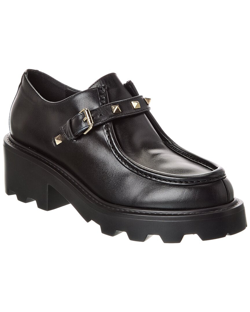 Valentino Rockstud Leather Loafer 38 Black