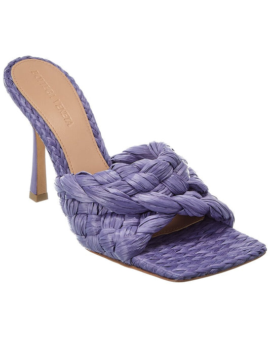 Bottega Veneta Stretch Raffia & Leather Sandal Purple