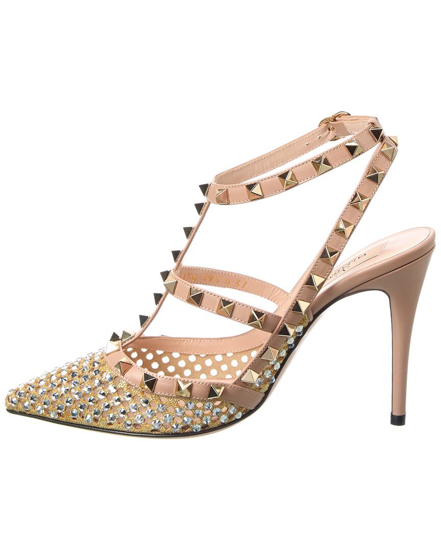 Valentino Rockstud Caged 100 Leather & Mesh Pump