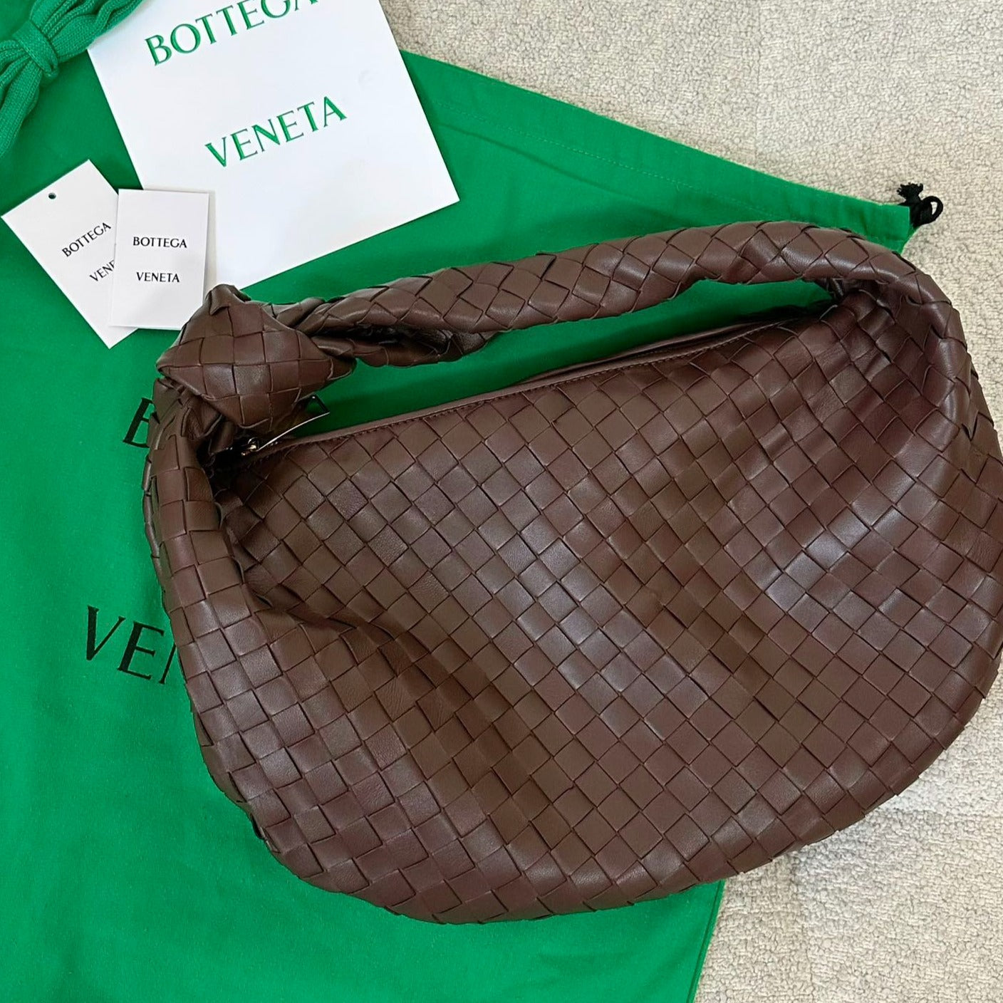 Bottega Veneta BV SMALL JODIE 48CM CHOCOLATE SUEDE LEATHER