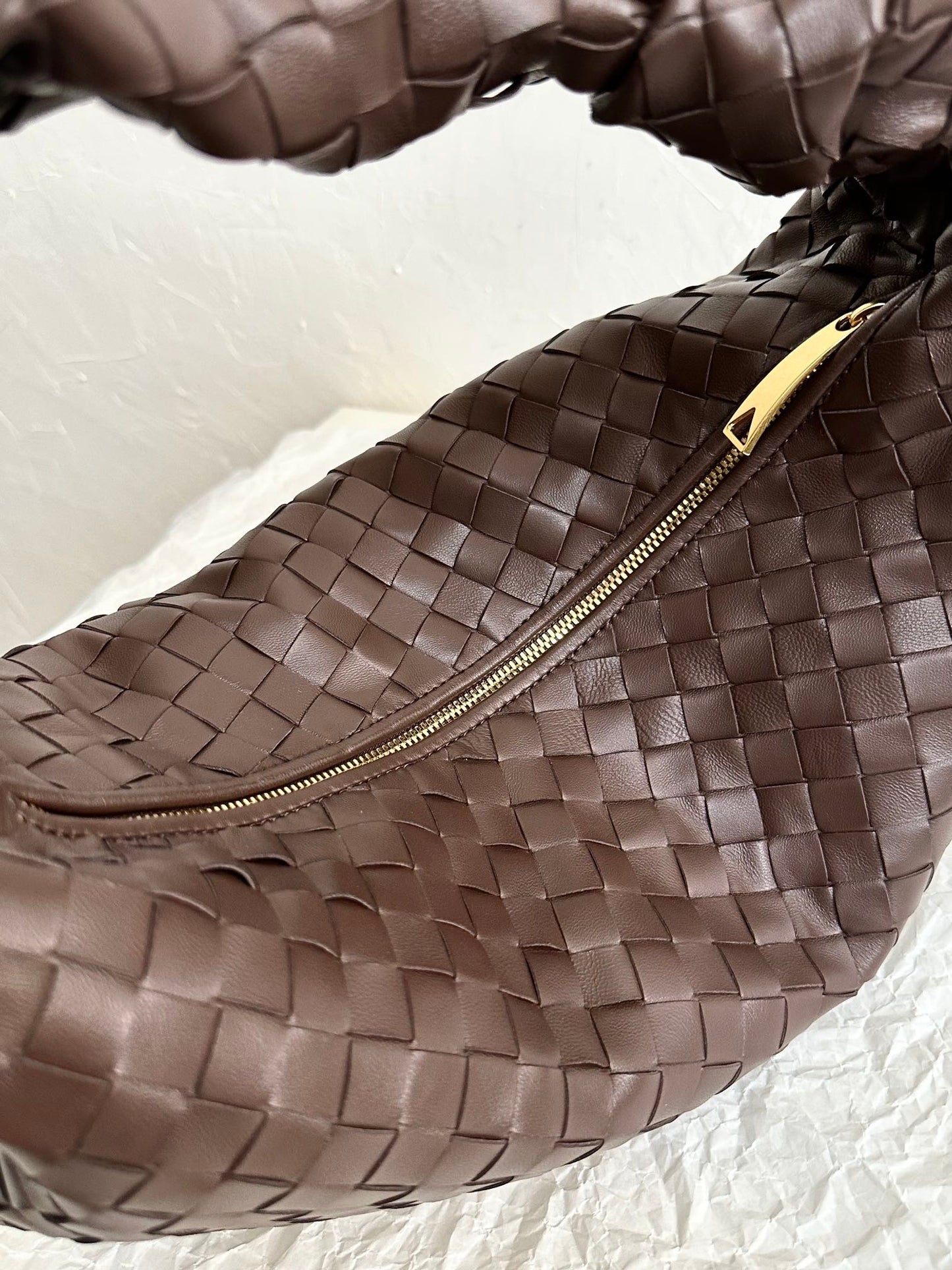 Bottega Veneta BV SMALL JODIE 48CM CHOCOLATE SUEDE LEATHER