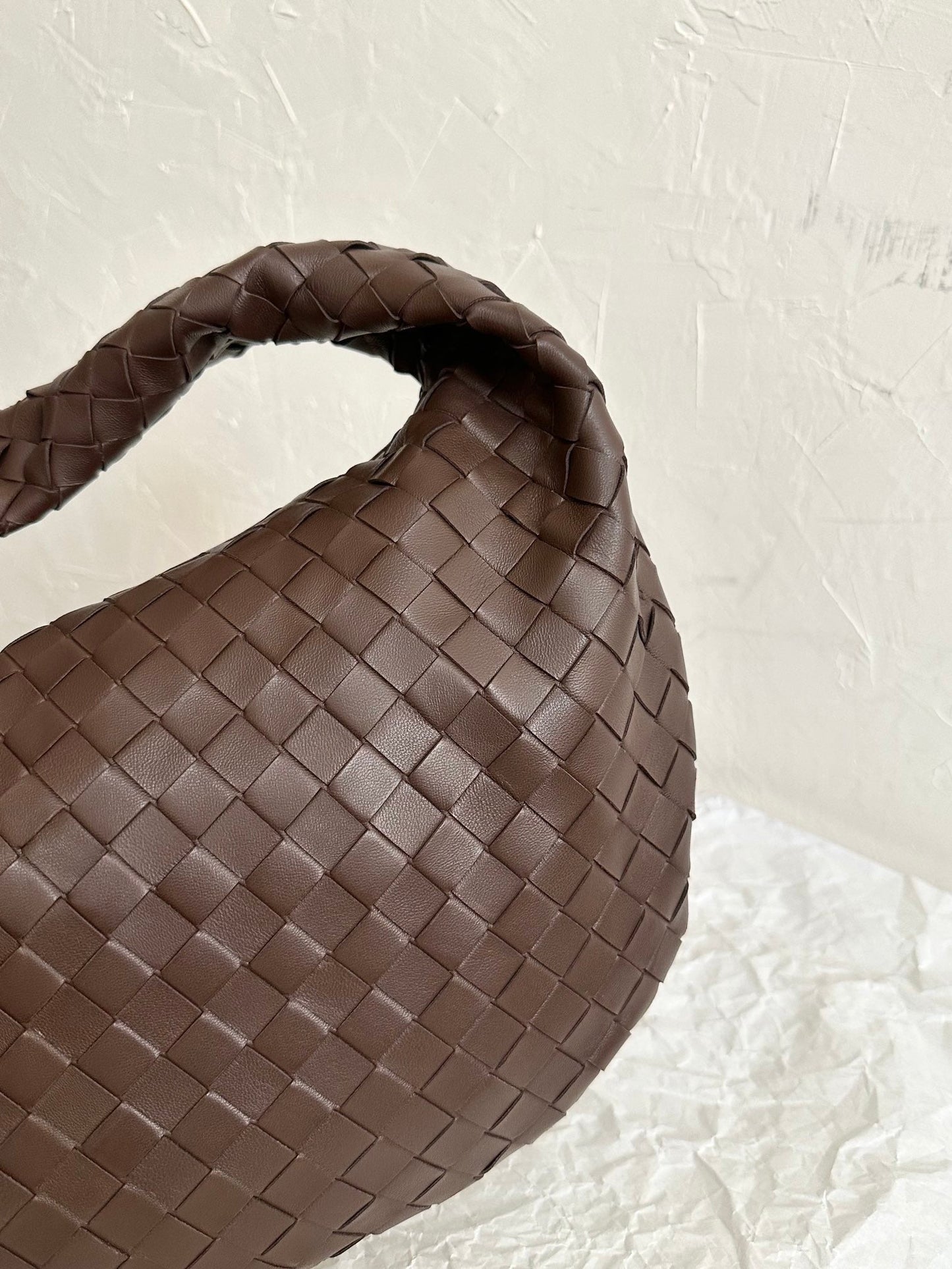 Bottega Veneta BV SMALL JODIE 48CM CHOCOLATE SUEDE LEATHER