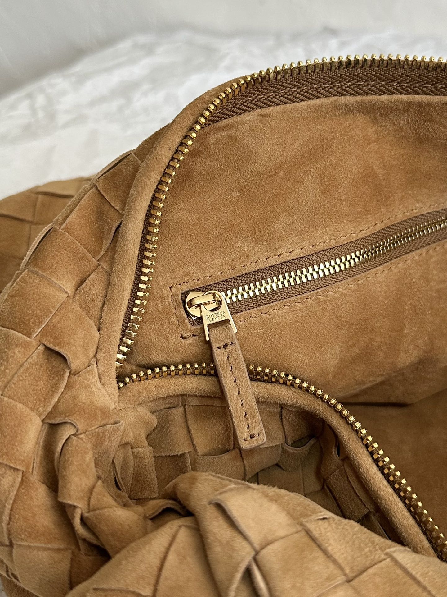 Bottega Veneta BV SMALL JODIE 48CM BROWN SUEDE LEATHER