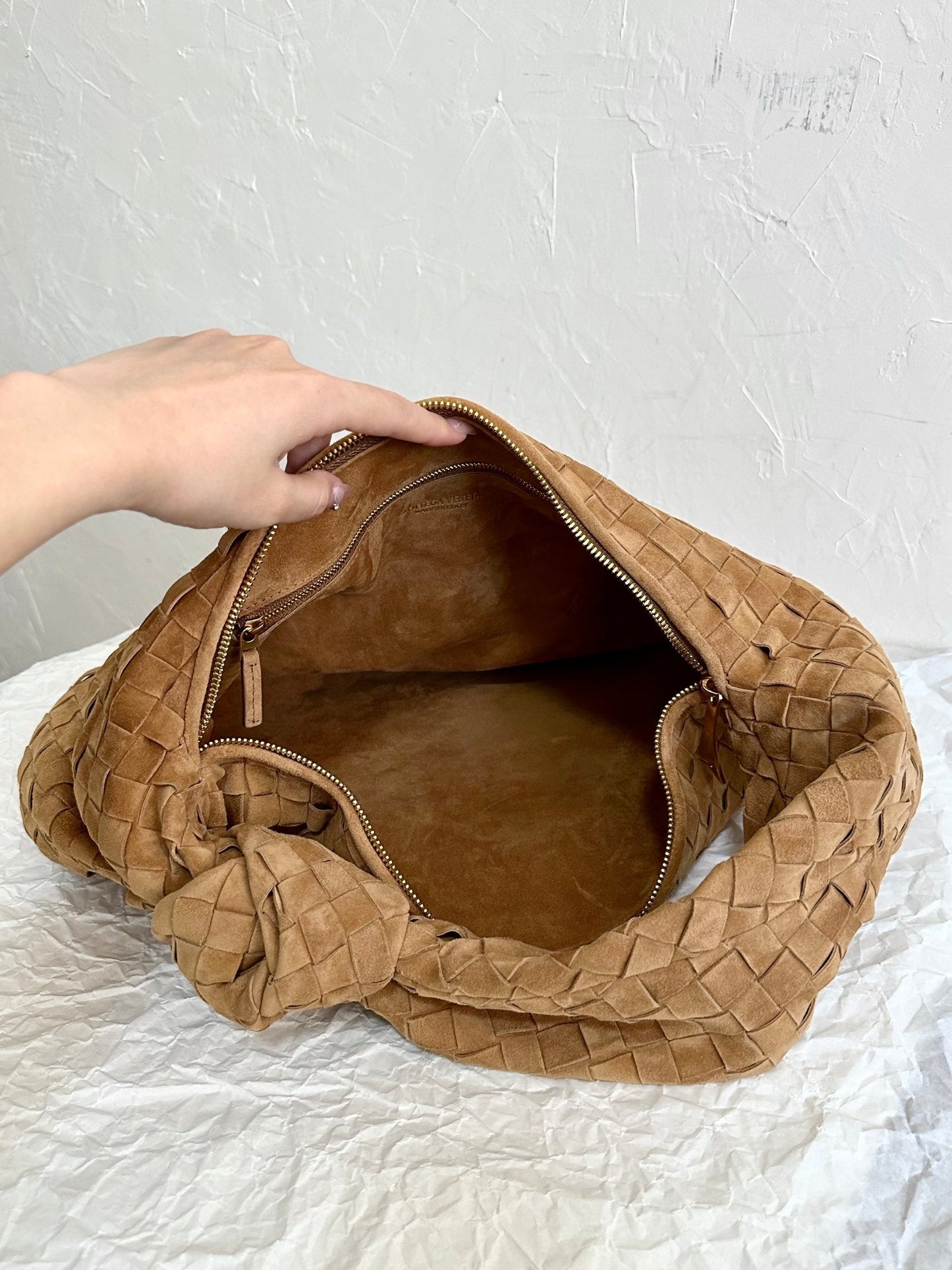 Bottega Veneta BV SMALL JODIE 48CM BROWN SUEDE LEATHER