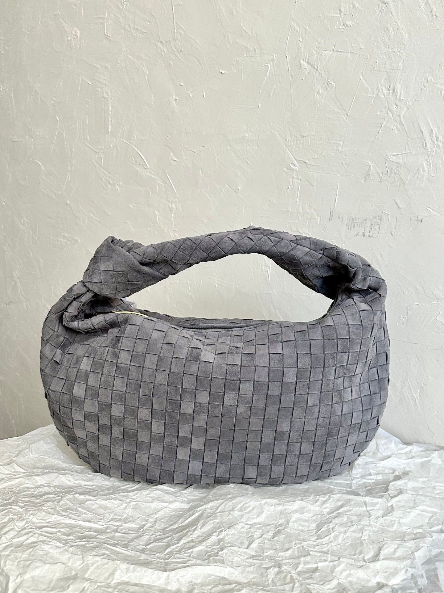 Bottega Veneta BV SMALL JODIE 48CM GREY SUEDE LEATHER