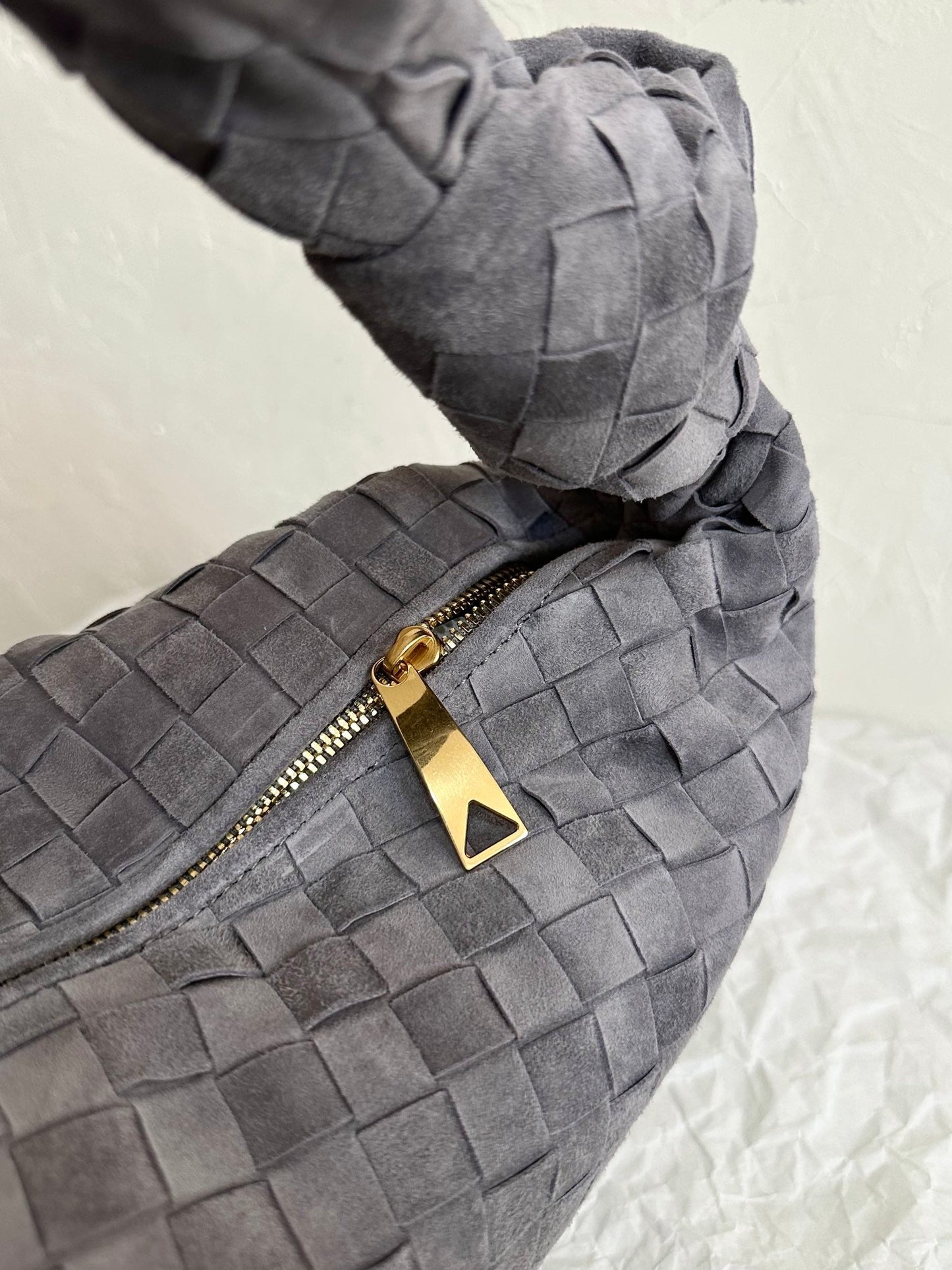 Bottega Veneta BV SMALL JODIE 48CM GREY SUEDE LEATHER