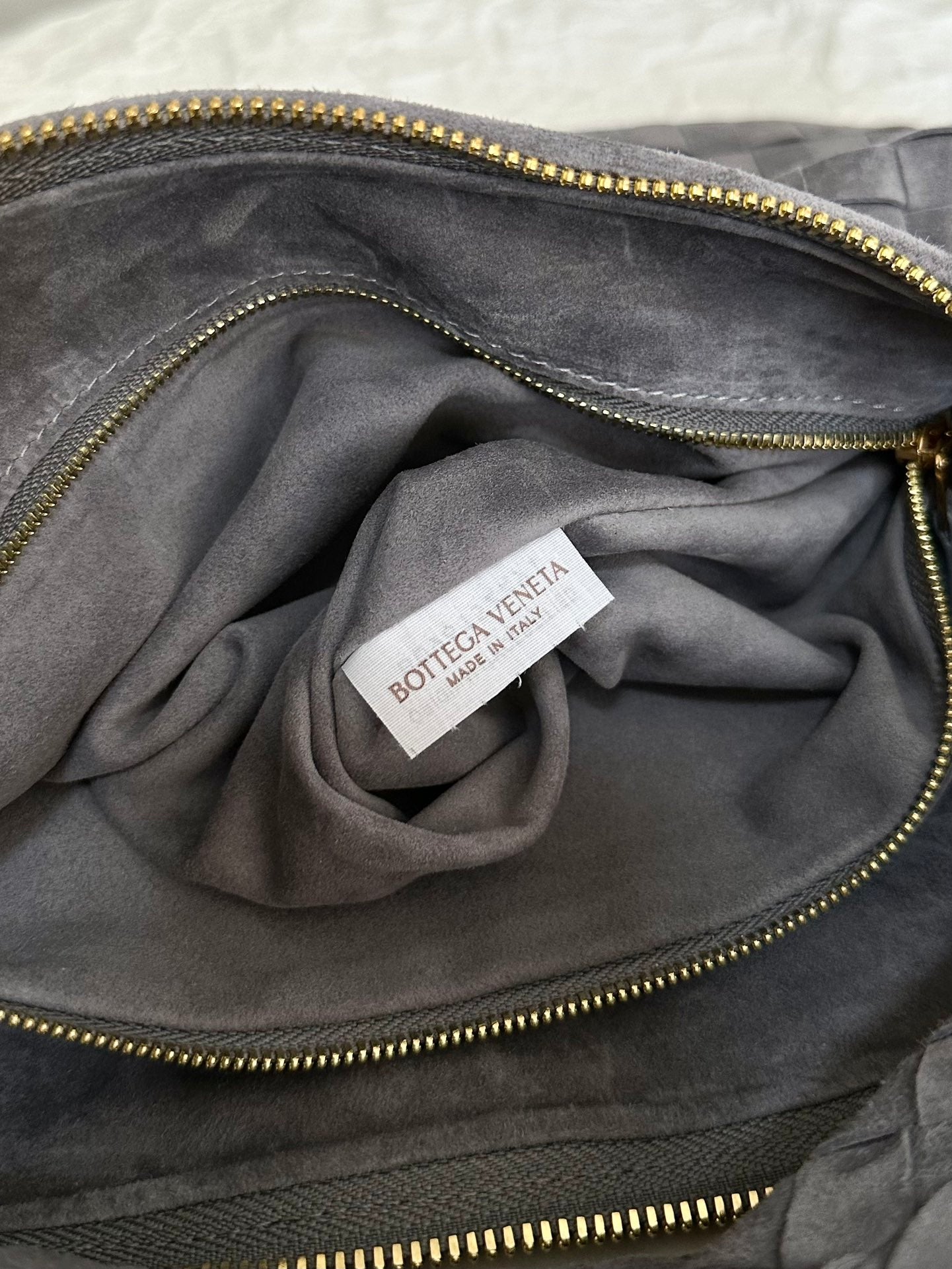 Bottega Veneta BV SMALL JODIE 48CM GREY SUEDE LEATHER