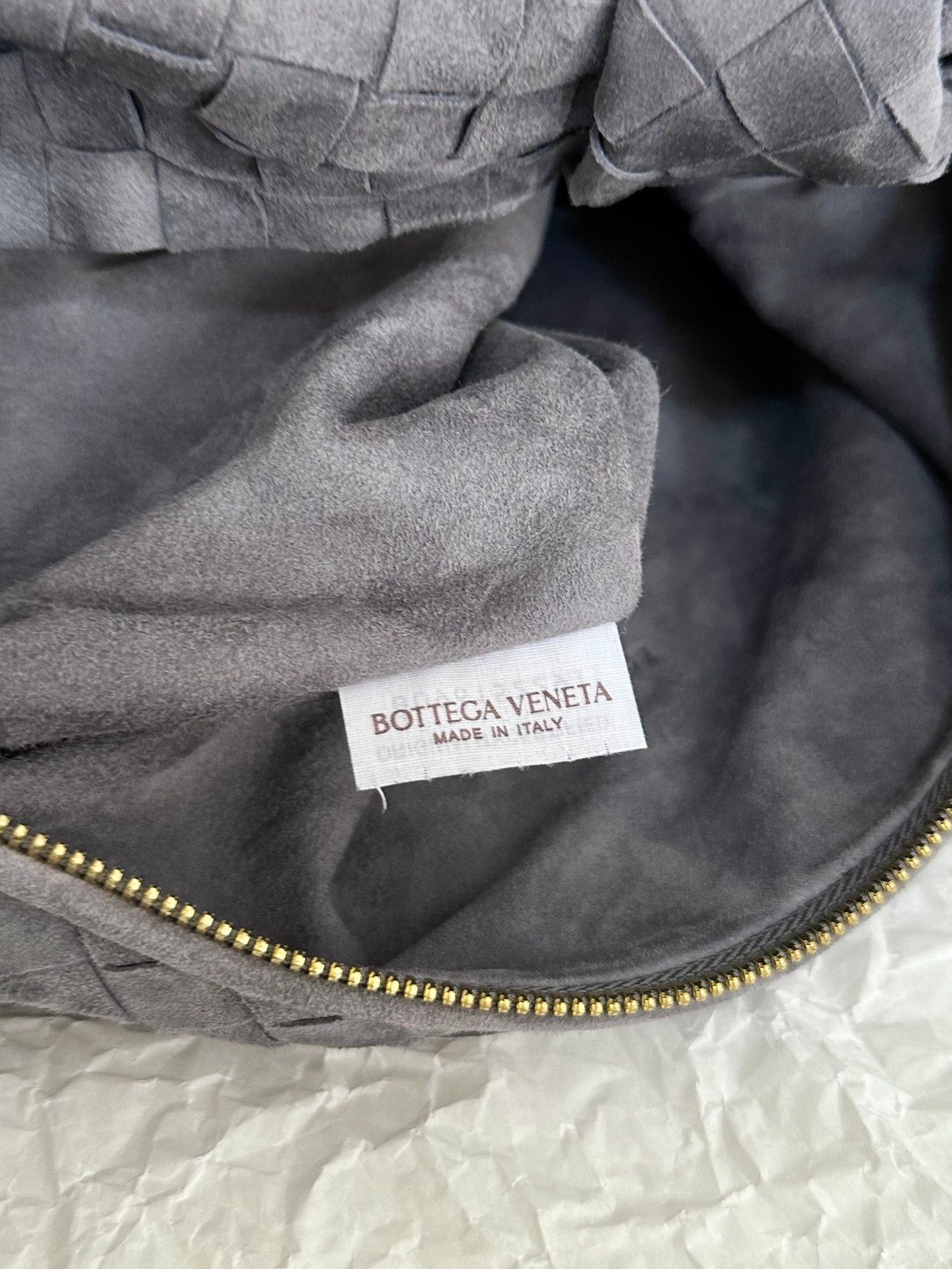 Bottega Veneta BV TEEN JODIE 36CM GREY SUEDE LEATHER