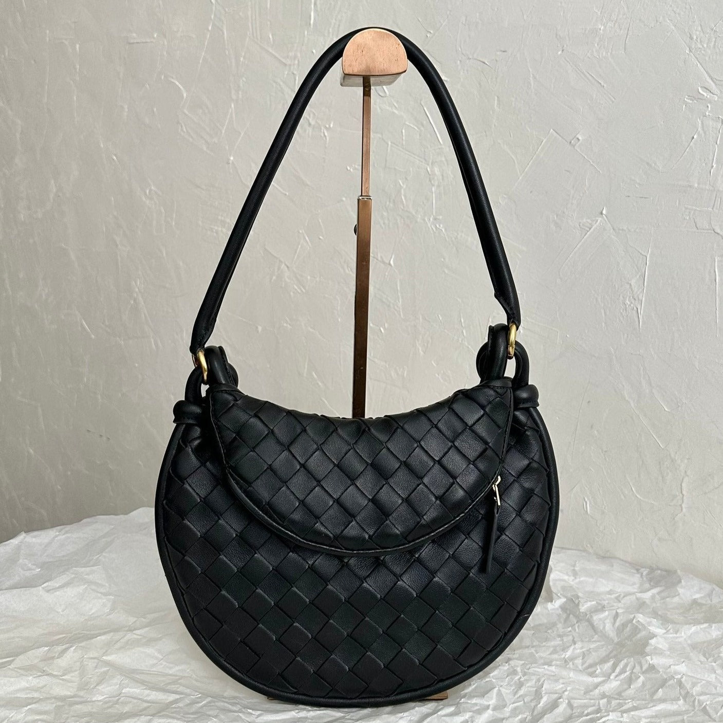 Bottega Veneta BV MEDIUM GEMELLI 36CM BLACK LAMBSKIN LEATHER