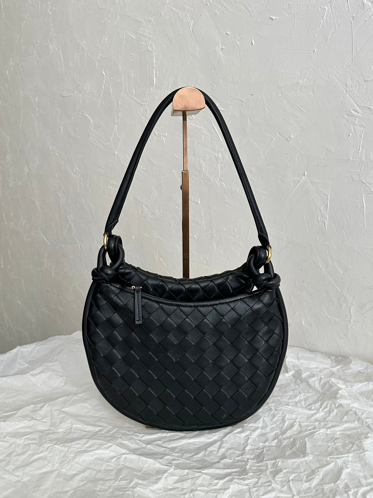 Bottega Veneta BV MEDIUM GEMELLI 36CM BLACK LAMBSKIN LEATHER