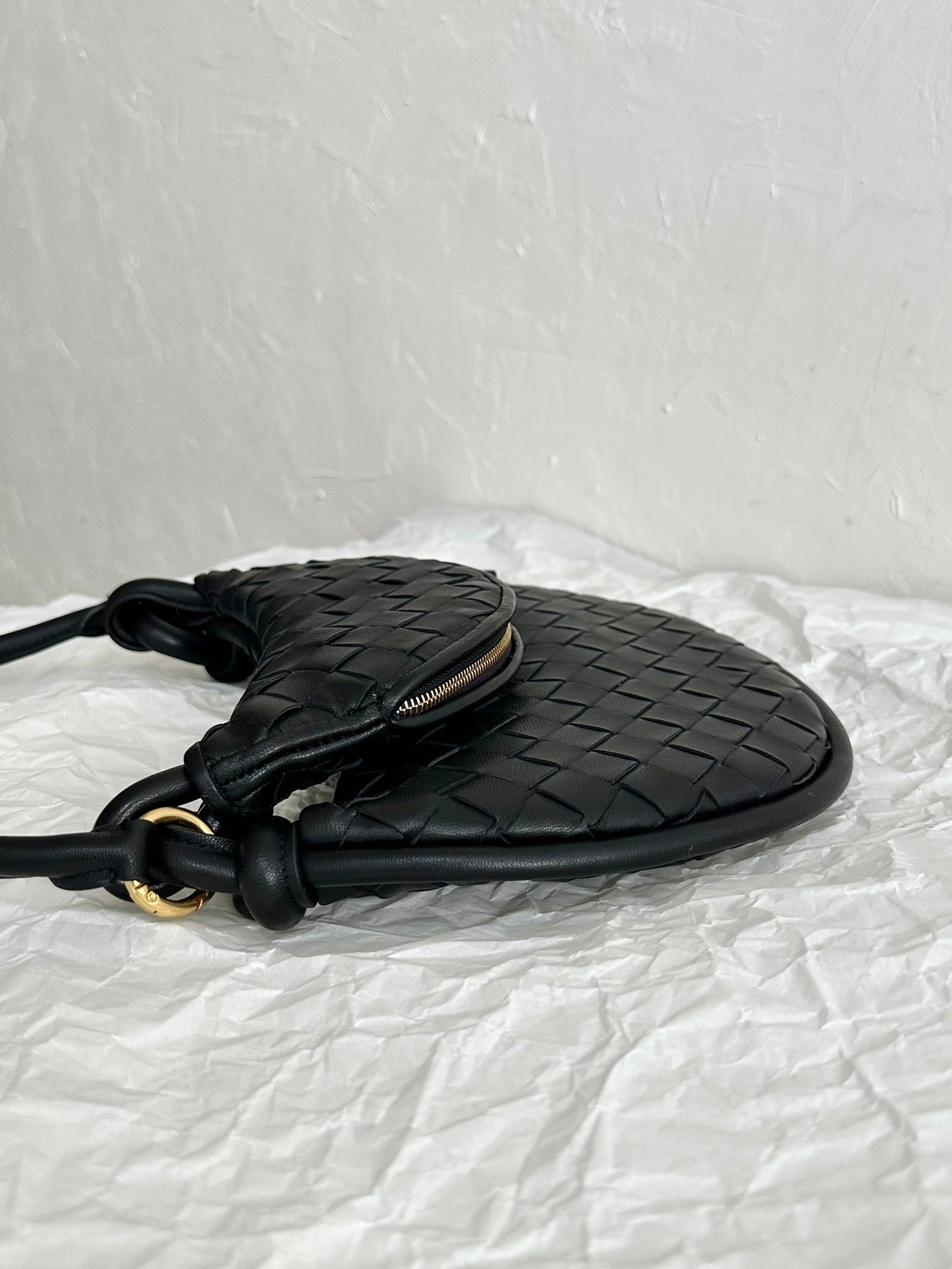 Bottega Veneta BV MEDIUM GEMELLI 36CM BLACK LAMBSKIN LEATHER