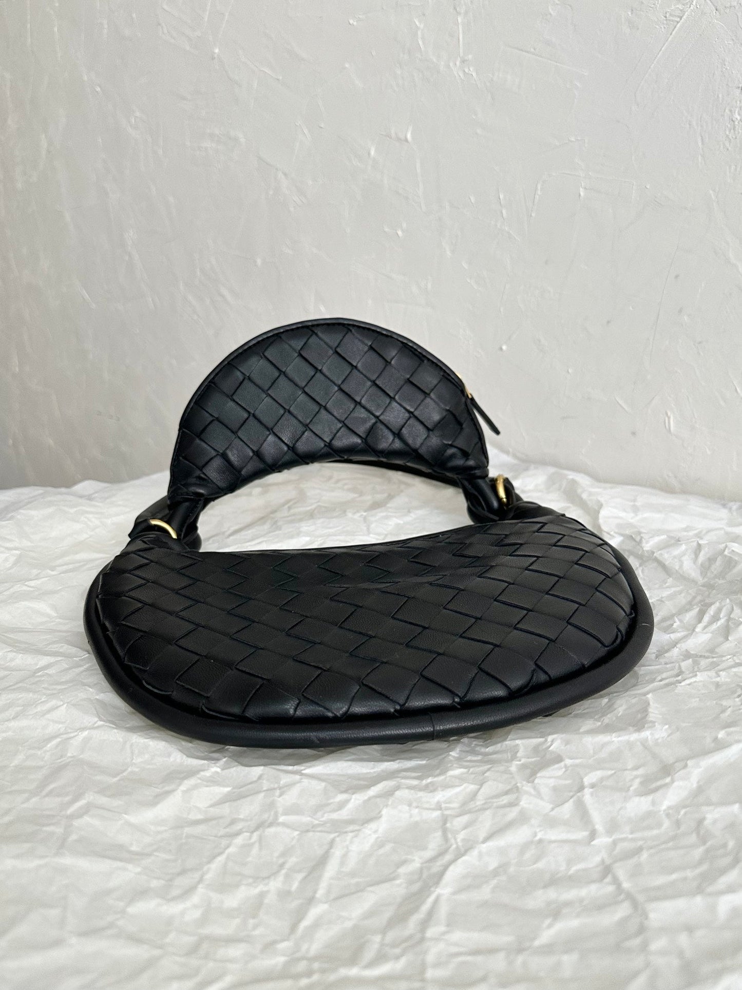 Bottega Veneta BV MEDIUM GEMELLI 36CM BLACK LAMBSKIN LEATHER