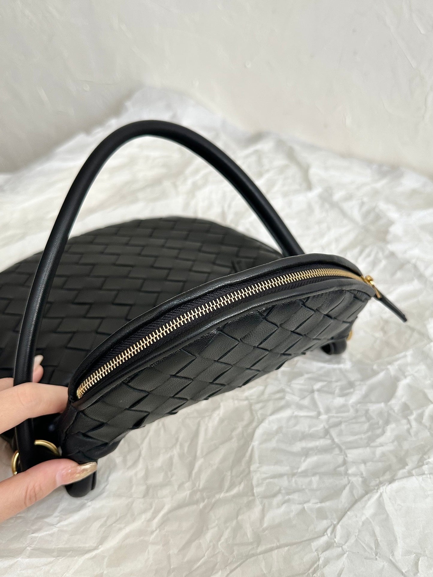 Bottega Veneta BV MEDIUM GEMELLI 36CM BLACK LAMBSKIN LEATHER