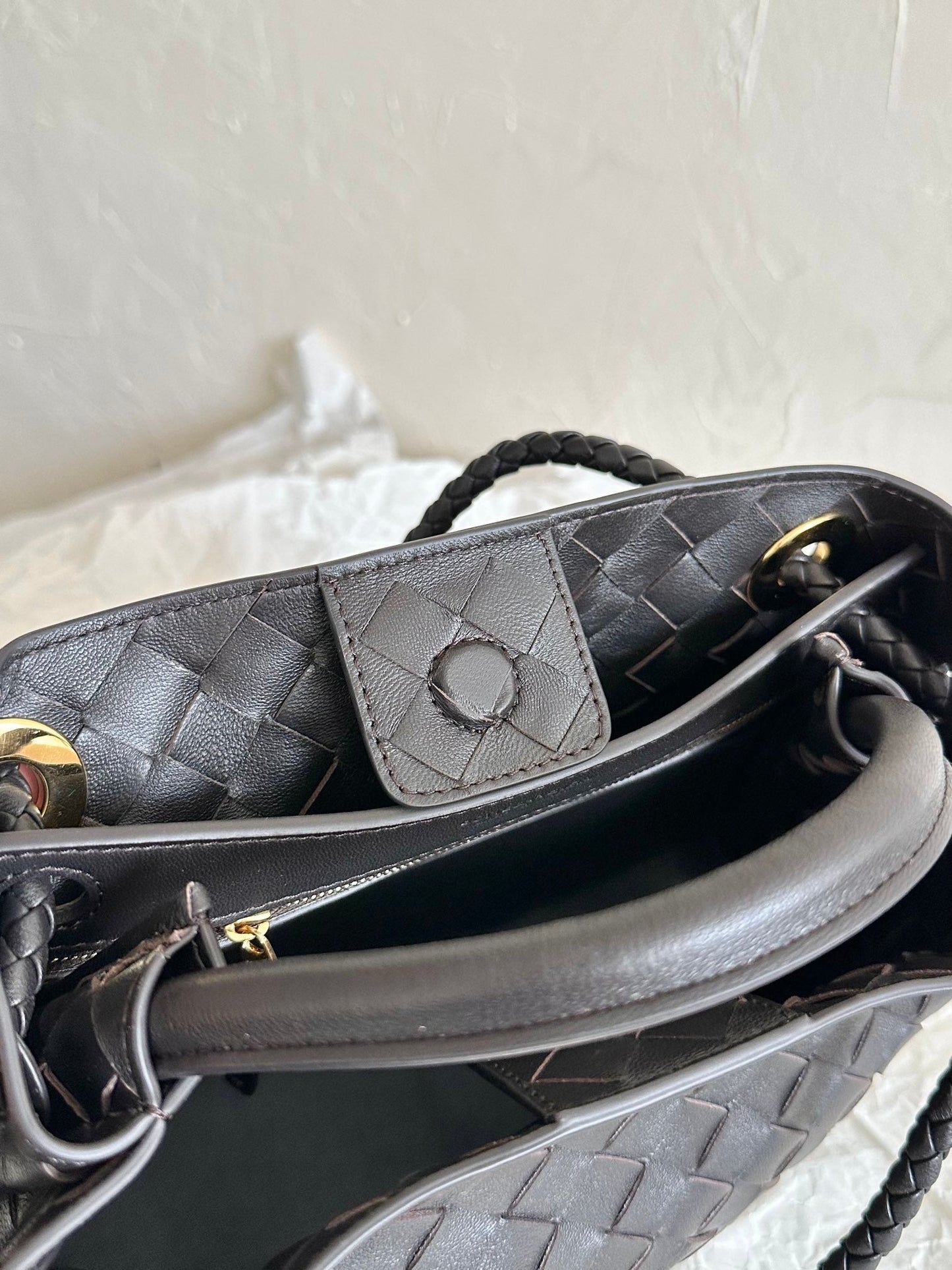 Bottega Veneta BV SMALL ANDIAMO 25CM BLACK LAMBSKIN