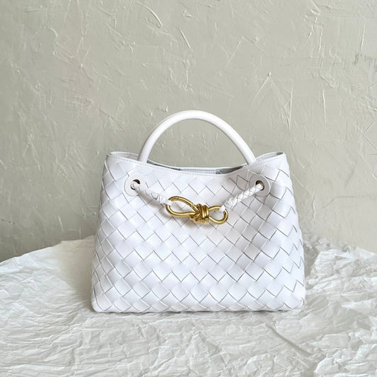 Bottega Veneta BV SMALL ANDIAMO 25CM WHITE LAMBSKIN