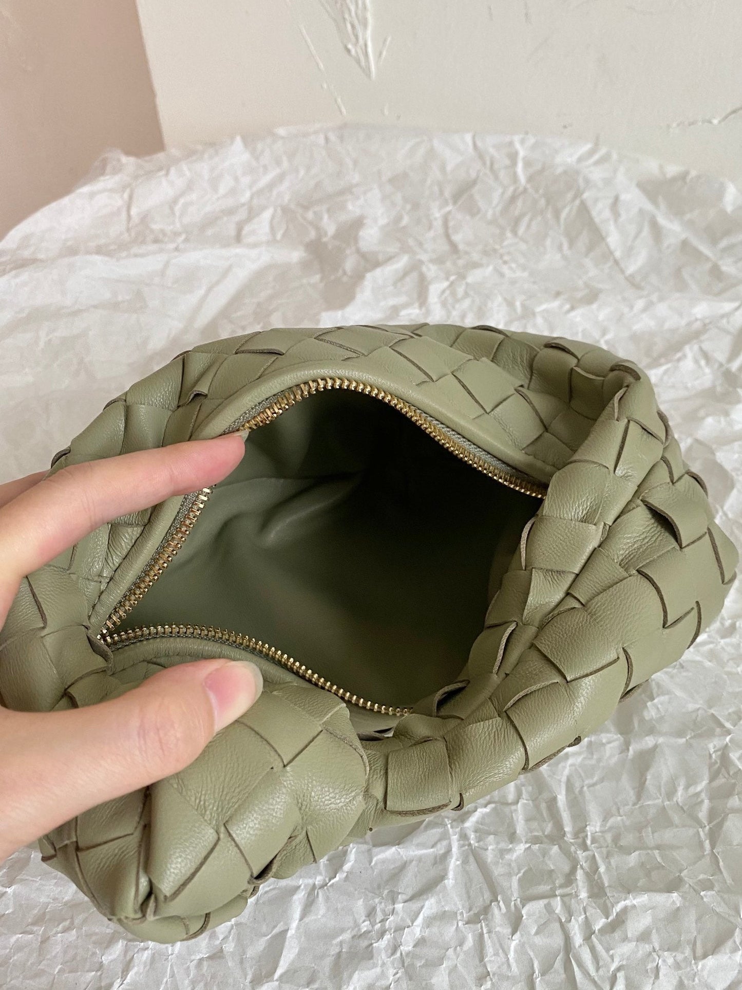 Bottega Veneta BV MINI JODIE 28CM GREEN LAMBSKIN LEATHER