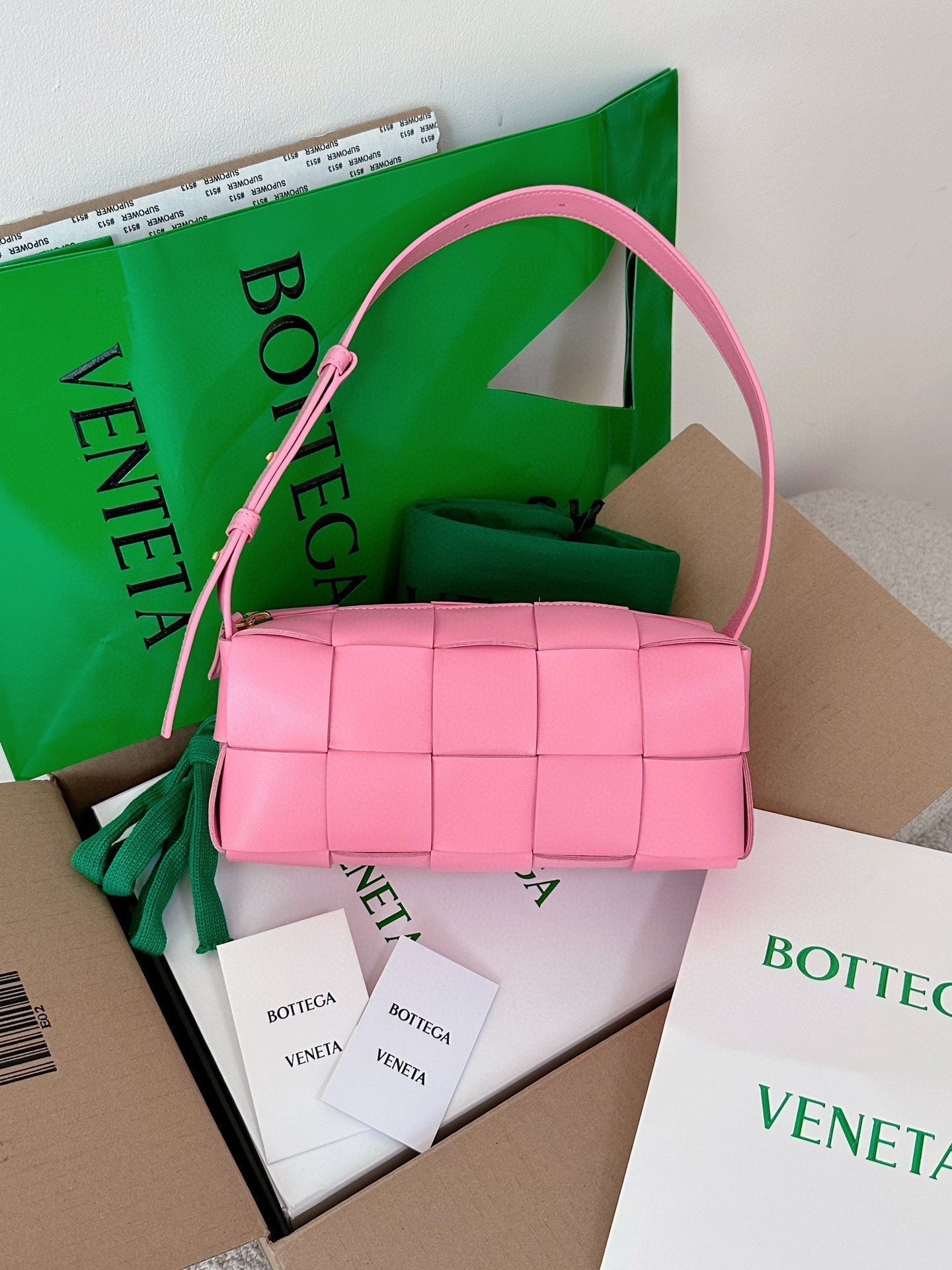 Bottega Veneta BV SMALL BRICK 24CM PINK LAMBSKIN