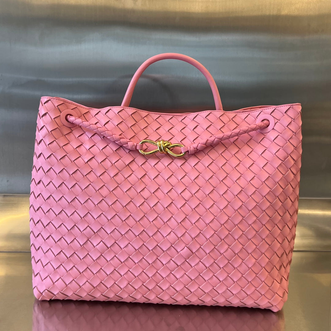 Bottega Veneta BV LARGE ANDIAMO 45CM PINK LAMBSKIN