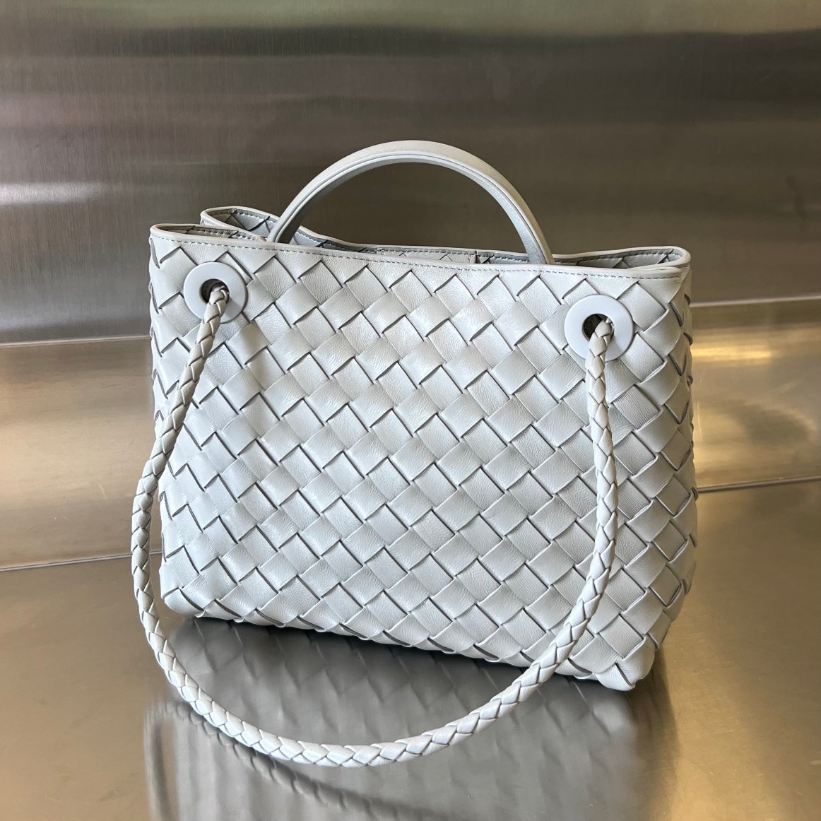 Bottega Veneta BV SMALL ANDIAMO 25CM GREY LAMBSKIN