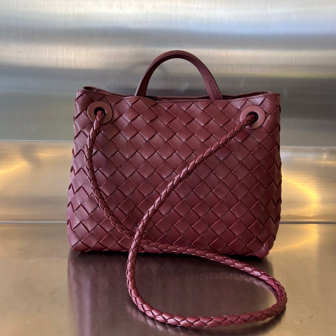 Bottega Veneta BV SMALL ANDIAMO 25CM DARK RED LAMBSKIN