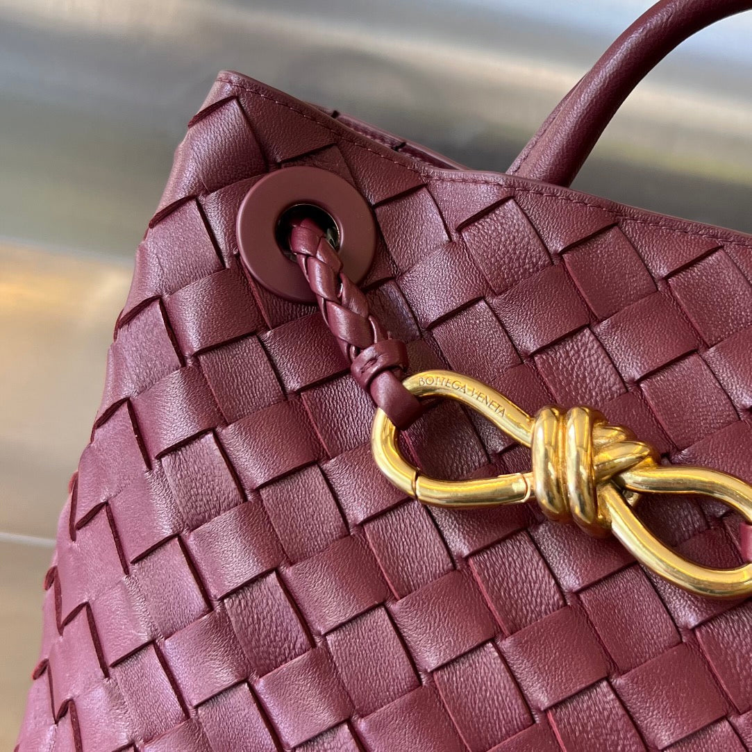 Bottega Veneta BV SMALL ANDIAMO 25CM DARK RED LAMBSKIN