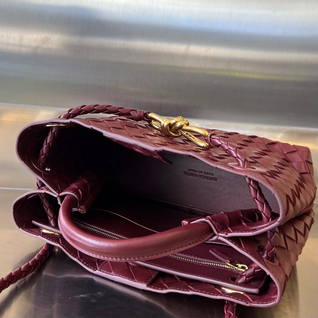 Bottega Veneta BV SMALL ANDIAMO 25CM DARK RED LAMBSKIN