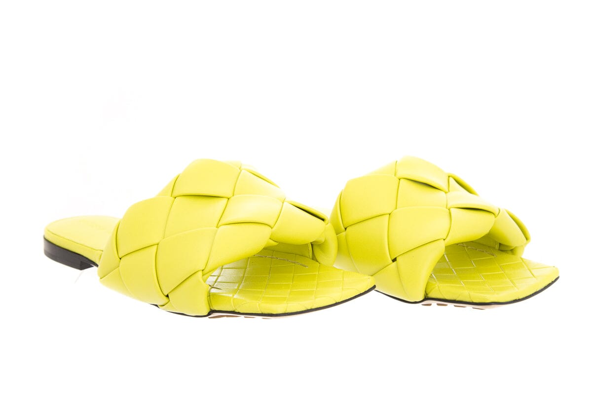 Bottega Veneta Lime Intrecciato Leather Sandals SZ 36