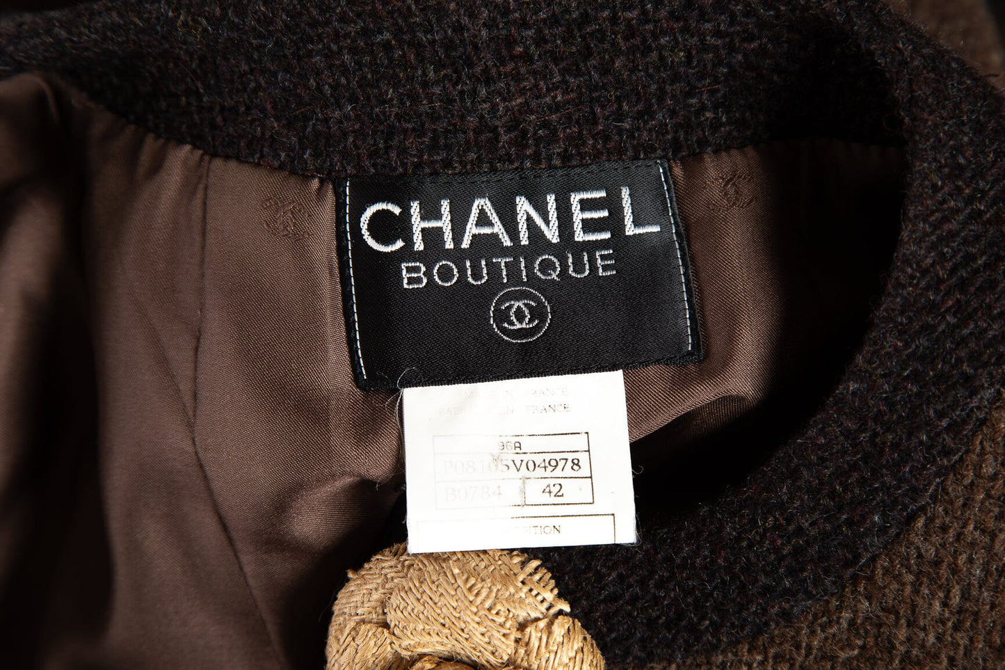 Chanel Vintage 1996 Autumn Taupe & Brown Tweed Blazer SZ 42