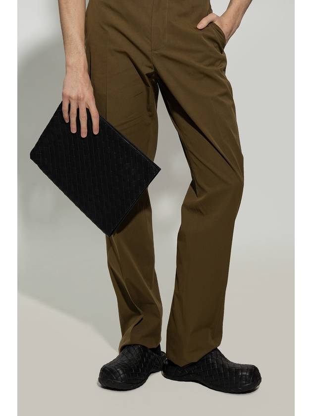 Bottega Veneta Intrecciato Half-Zip Clutch Bag Black