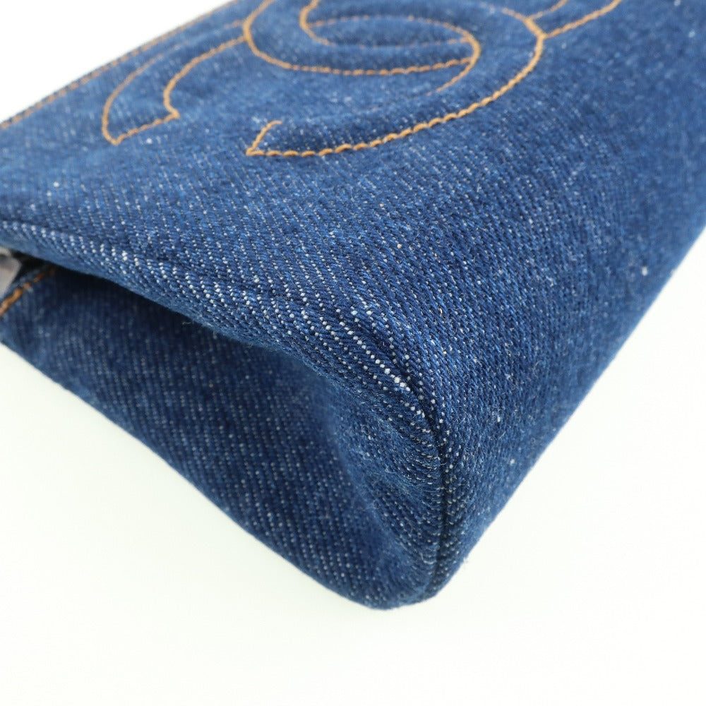 Chanel CC Denim Cosmetic Pouch Denim Vanity Bag in New Condition
