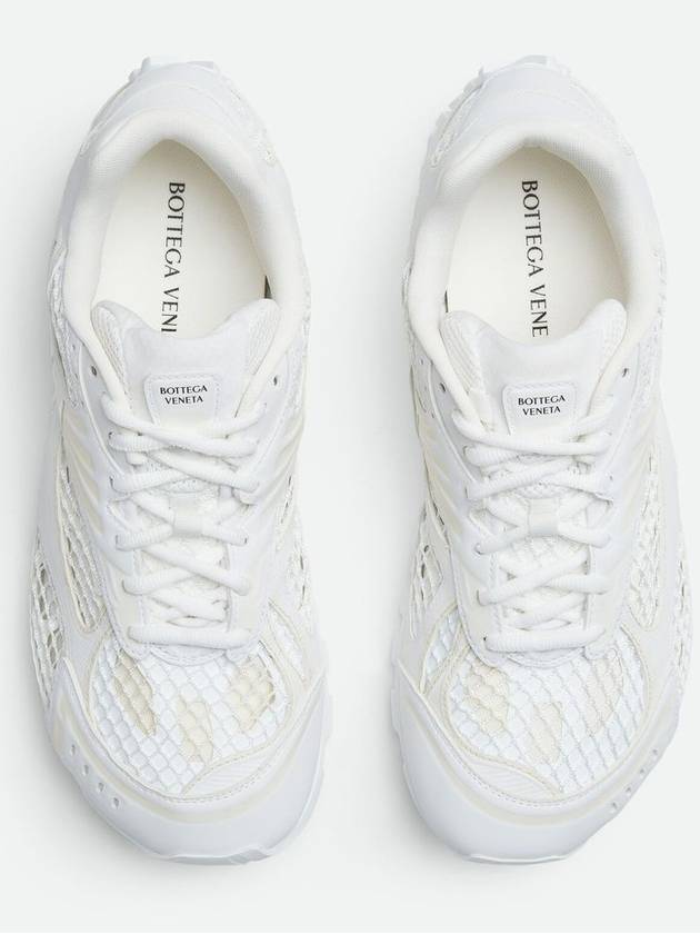 Bottega Veneta Orbit Mesh Rubber Low Top Sneakers Silver White