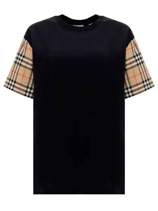 Burberry Vintage Check Sleeve Cotton Oversized T-shirt Black