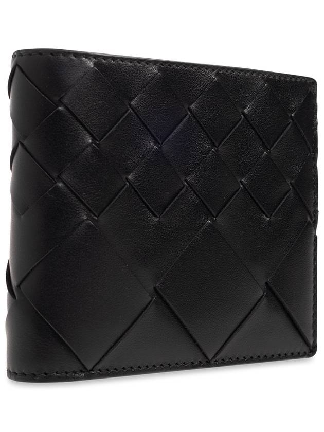 Bottega Veneta Intrecciato Leather Bi Fold Half Wallet Black