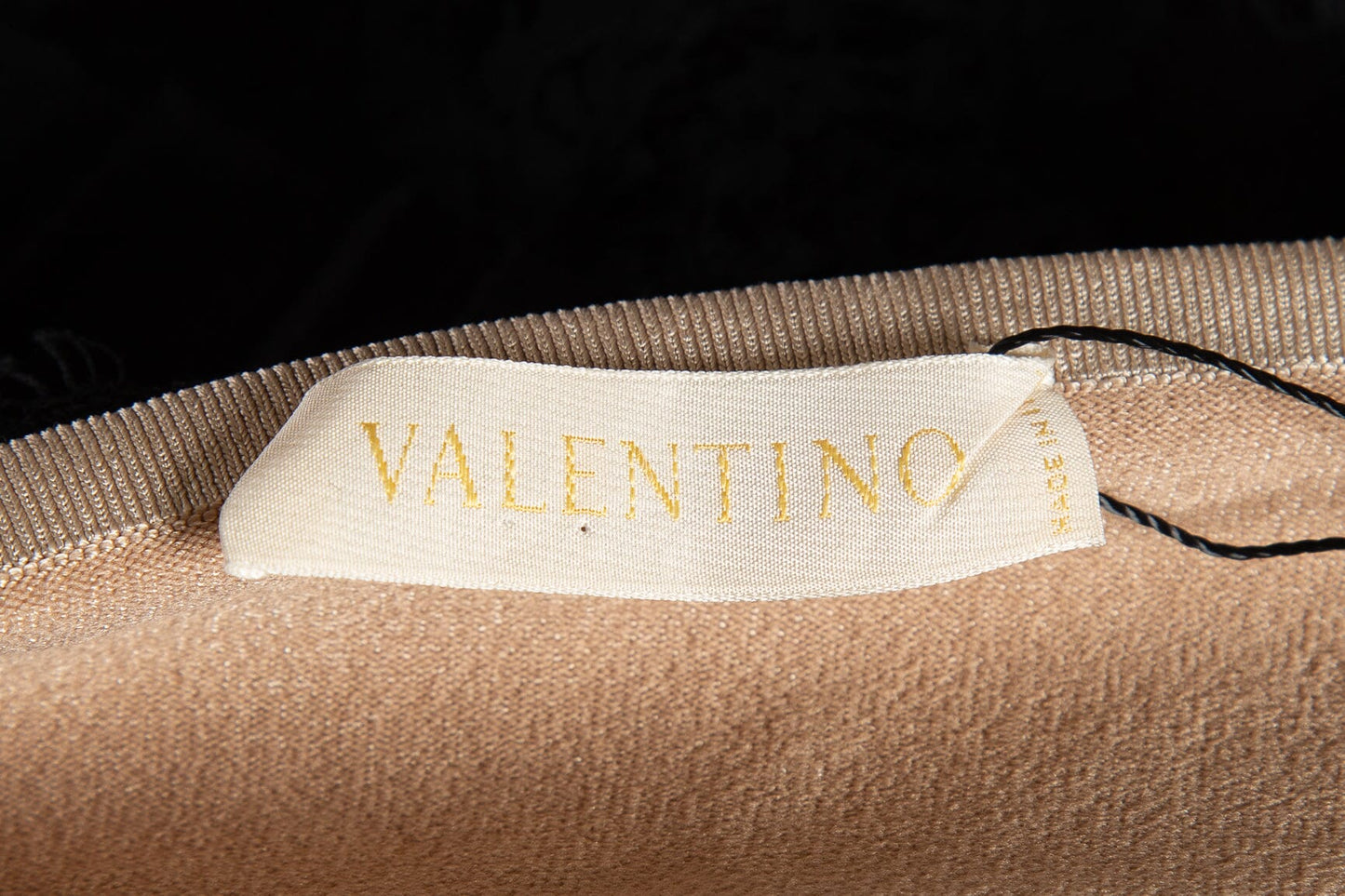 Valentino Pleated Lace Black & Tan Tube Top SZ M