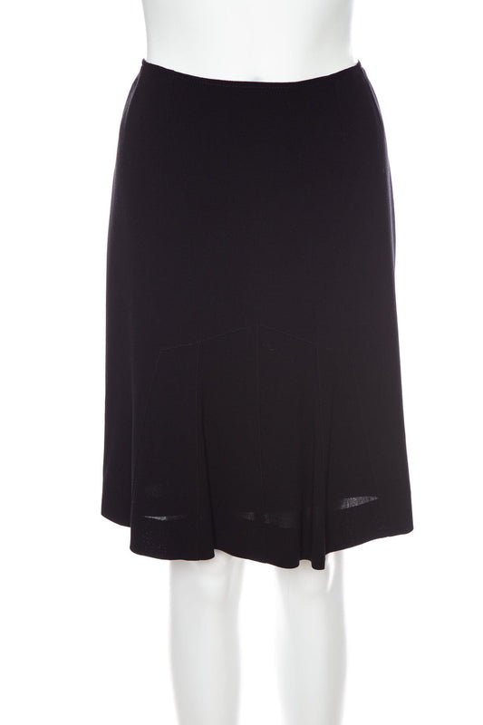 Chanel Vintage Black Pleated Detail Skirt SZ 40